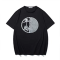 T-shirt nera oversize da uomo con stampa grafica moderna argentata ad anelli d'albero - XL / Nero