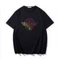 Men's oversized black T-shirt featuring a colorful rainbow USA vintage graphic print - M / Black