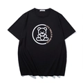 Klassisches schwarzes Baumwoll-T-Shirt mit weißem Bären-Grafikdruck und Rundhals - XL / Schwarz