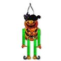 Decorazione di Halloween con gatto nero e zucche a nido d'ape con cappello viola - Decorazione da Appendere Zucca Gatto