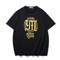 T-shirt noir surdimensionné en coton pour hommes avec imprimé graphique lettres dorées - M / Noir
