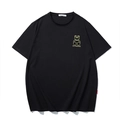 Übergroßes schwarzes Rundhals-T-Shirt mit gelber Bärenstickerei und T-Shirt-Print - XL / Schwarz
