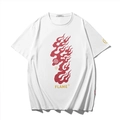 Los wit katoenen T-shirt met rode vlammenprint en FLAME-tekst op een witte achtergrond - 10XL / Wit