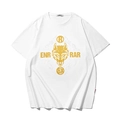 Locker geschnittenes weißes T-Shirt mit goldenem Wolfskopf und Buchstaben-Print-Design - M / Weiß
