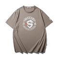 T-shirt ample en coton kaki avec motif de dragon et imprimé de lettres stylées - XL / Café Clair