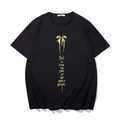 Übergrößen Herren T-Shirt aus schwarzer Baumwolle mit goldenem Drachen-Druck - XL / Schwarz