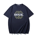 Men's loose navy blue t-shirt with white ROCK print and yellow graphic detail - XL / Tops / Navy Blue