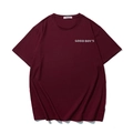 Oversized burgundy t-shirt with Good Boy's letter print for a loose summer streetwear look - Burgundy
