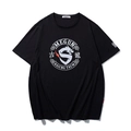 T-shirt noir ample en coton surdimensionné avec motifs de dragon et logo blanc - XL / Noir