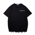 Loose fit black cotton T-shirt with white GOOD BOY'S print and crew neck design - XL / Tops / Black