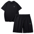 Men's oversized black athletic set with Hunter embroidery on t-shirt and loose shorts - 3XL / Top And Shorts Set / Black