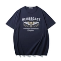 T-shirt uomo in cotone blu scuro con stampa grafica retrò di corona e ali piumate - XL / Blu Notte