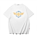 Weißes Oversized T-Shirt mit goldenem Adler und Blitzgrafik für den lässigen Sommer-Look - M / Weiß