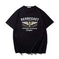 T-shirt da uomo nera in cotone con stampa grafica vintage di corona e ali con scritte - XL / Nero