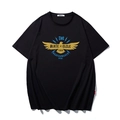 Herren Oversized T-Shirt in Schwarz mit goldenem Adler und Blitz-Grafikdruck - M / Schwarz