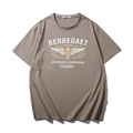 T-shirt oversize marrone in cotone con stampa vintage e classico girocollo - XL / Caffè Chiaro