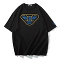 Camiseta negra oversize con estampado gráfico de triángulo amarillo alas y motivo 9 - 2XL / Negro