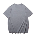 Men's loose heather grey cotton t-shirt with white 'GOOD BOY'S' chest print - Gray