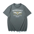 T-shirt girocollo grigio scuro con grafica RERBEGAET vintage e stampa con corona - XL / Verde Scuro