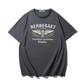 Donkergrijs katoenen T-shirt met vintage letteropdruk en logo met vleugels - XL / Spacegrijs