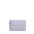 Bolso de mano acolchado color lila con textura de rombos y cierre de cremallera - Morado