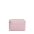 Pink quilted cotton handbag with cross-stitch pattern and zipper for women - Pink