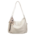 Sac fourre-tout minimaliste beige crème en similicuir avec un joli pendentif mouton - Avec Pendentif / Blanc Cassé
