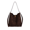 Elegante Beuteltasche mit braunem Leopardenmuster und goldenem Metallverschluss - Leopardenbraun