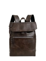 Mochila de cuero retro café oscuro con múltiples bolsillos y correas anchas - Con Colgante / Marrón
