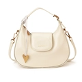Sac hobo chic blanc cassé avec ferrures dorées et pendentif en cœur - 24x18x7.5cm / Blanc Cassé
