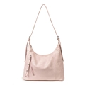 Borsa a secchiello hobo rosa chiaro in morbida pelle con cerniera argentata - Rosa