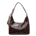 Bolso hobo retro marrón oscuro con elegante decoración de pañuelo de seda - Marrón