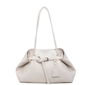 Bolso tote minimalista blanco crema en cuero sintético con pliegues y hebilla - Blanco Roto