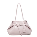Bolso de hombro en cuero sintético rosa claro con hebilla decorativa y colgante - Rosa