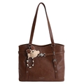 Sac cabas marron foncé avec pendentif coeur et accessoire ours en peluche mignon - Avec Pendentif / Marron