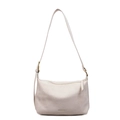 Minimalist beige suede hobo bag with gold adjustable shoulder strap buckle and logo - Off White