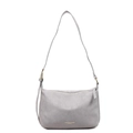 Chic grey matte crossbody bag with adjustable strap and golden fashion lettering - Gray