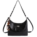 Schwarze gesteppte Hobo-Tasche mit Silberschnalle und dekorativem Sternenanhänger - Mit Anhänger / Braun
