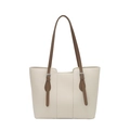 Borsa tote bianco crema in ecopelle con spalline marroni e fibbie metalliche - Bianco Sporco