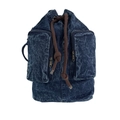 Zaino in denim lavato blu scuro con due tasche frontali e chiusura con coulisse robusta - Blu scuro