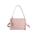 Retro soft leather underarm bag for women in light pink finish with silver hardware - Pink
