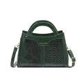 Green snake pattern square crossbody bag with gradient finish and gold hardware details - Green