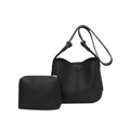 Conjunto de bolso cuadrado negro con diseño de lichi, bandolera y estuche pequeño - Negro