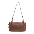 Chic brown leather underarm shoulder bag with adjustable strap and golden logo detail - Brown