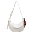 Bolso bandolera blanco de media luna con colgante de oso y correa ajustable - Con Colgante / Blanco Roto