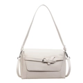 Bolso baguette minimalista de cuero PU beige con hebilla decorativa y correa de hombro - Blanco Roto