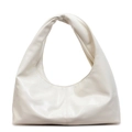 Schicke cremeweiße Crescent Bag aus Kunstleder mit dekorativem Knoten-Griff Design - 31*10*13 / Gebrochenes Weiß