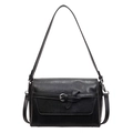 Bolso baguette clásico de ecocuero negro con hebilla metálica y detalle de nudo - Negro