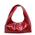 Französischer Stil dunkelrote glänzende Leder Hobo Tasche mit minimalistischem Design - 31*10*13 / Burgunderrot