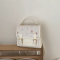 Süßer cremefarbener Rucksack mit Katzen- und Cupcake-Print und Tragegriff für Mädchen - Gebrochenes Weiß